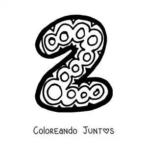 Imagen para colorear del número 2 grande para niños de preescolar