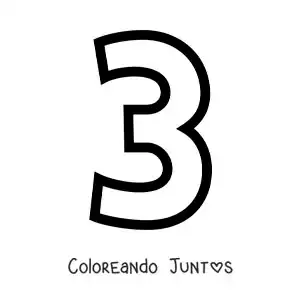 Imagen para colorear del número 3 grande