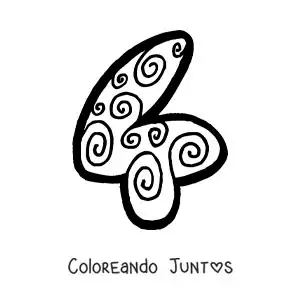 Imagen para colorear del número 4 grande para niños de preescolar