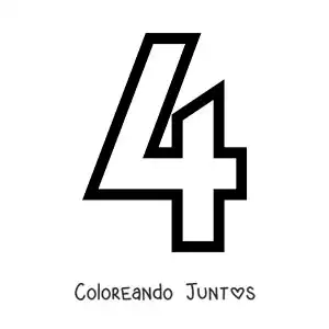 Imagen para colorear del número 4 grande