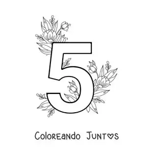 Número 5 decorado con flores