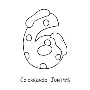 Número 6 decorado para niños