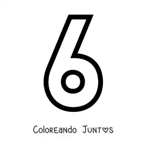 Imagen para colorear del número 6 grande