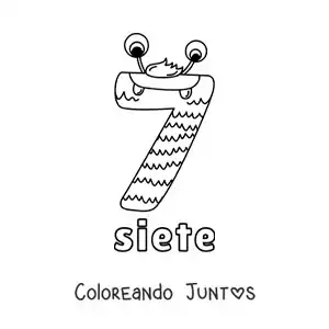 Número 7 con forma de monstruo animado de Halloween
