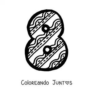 Imagen para colorear del número 8 grande para niños de preescolar