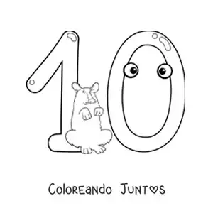 Número 10 animado divertido