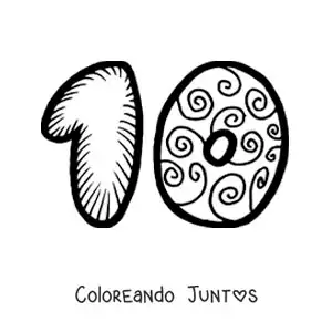 Número 10 grande para niños de preescolar
