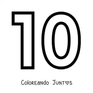 Imagen para colorear del número 10 grande
