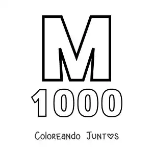 Imagen para colorear de ficha del 1000 en números romanos con dibujos animados