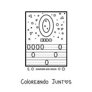 Imagen para colorear de actividad para aprender el número 0 en inglés