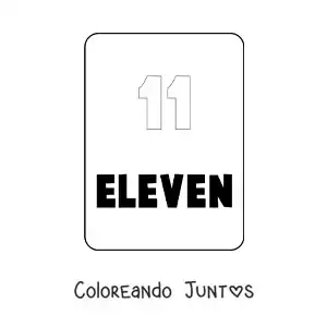 Imagen para colorear del número 11 en inglés