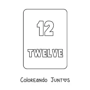 Imagen para colorear del número 12 en inglés
