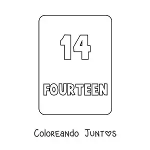 Imagen para colorear del número 14 en inglés