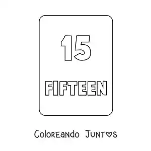 Imagen para colorear del número 15 en inglés