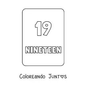 Imagen para colorear del número 19 en inglés