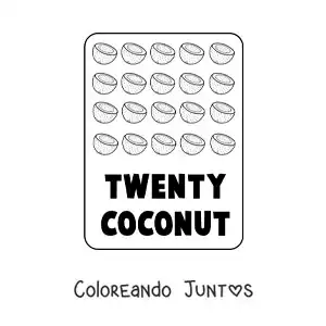 Imagen para colorear del número 20 en inglés con frutas