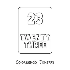 Imagen para colorear del número 23 en inglés