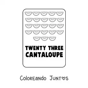 Imagen para colorear del número 23 en inglés con frutas