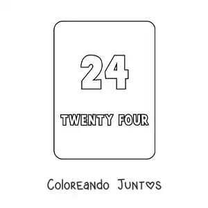 Imagen para colorear del número 24 en inglés