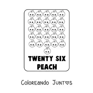 Imagen para colorear del número 26 en inglés con frutas