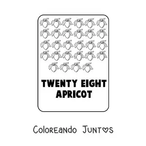 Imagen para colorear del número 28 en inglés con frutas