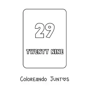 Imagen para colorear del número 29 en inglés