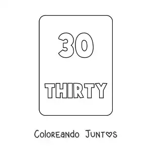 Imagen para colorear del número 30 en inglés