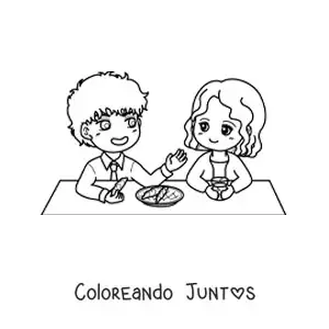 Imagen para colorear de pareja enamorada estilo anime en una cita