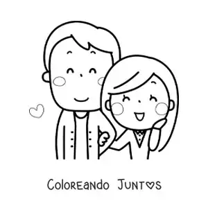 Imagen para colorear de pareja de novio alto y novia chaparrita