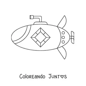 Imagen para colorear de un submarino espía con periscopio y una ventana