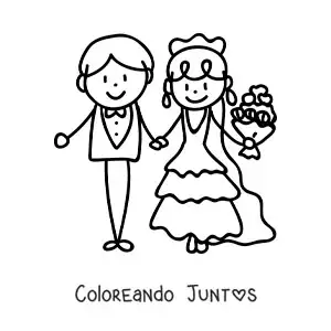 Imagen para colorear de boda animada