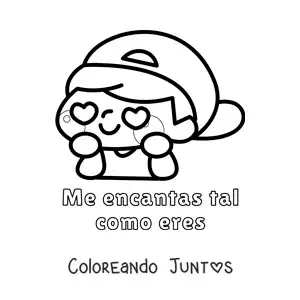 Imagen para colorear de chico enamorado y la frase me encantas tal como eres