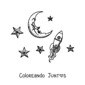 Cohete llegando a la luna
