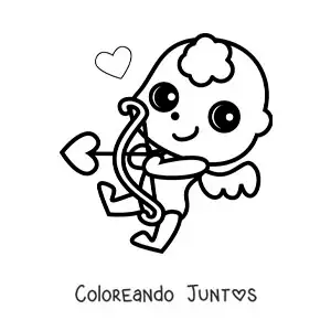 Imagen para colorear de cupido bebé disparando una flecha