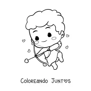 Imagen para colorear de lindo cupido bebé animado flechando
