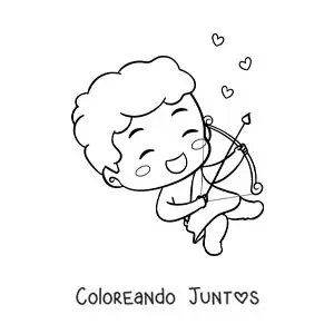 Imagen para colorear de lindo cupido bebé gracioso con arco y flecha