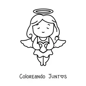 Imagen para colorear de ángel cupido volando con un corazón