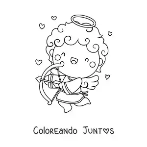 Imagen para colorear de ángel cupido disparando con corazones