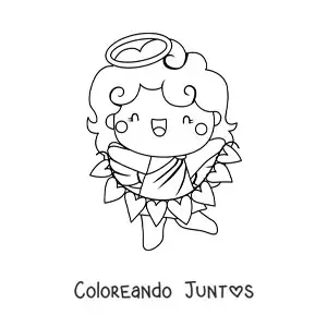 Imagen para colorear de ángel cupido con corazones de san valentín