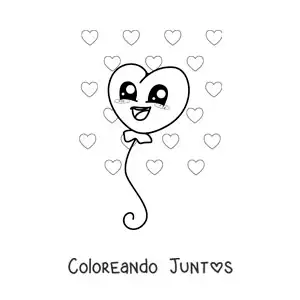 Imagen para colorear de lindo globo de corazón animado