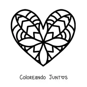 Imagen para colorear de mandala de corazón