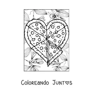 Imagen para colorear de pizza de corazón grande
