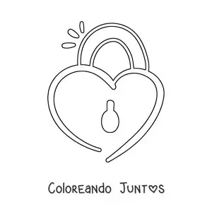 Imagen para colorear de candado con forma de corazón simple