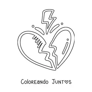 Imagen para colorear de corazón roto simple