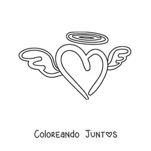 Imagen para colorear de corazón con alas simple