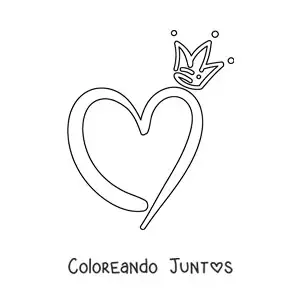 Imagen para colorear de corazón grande con una corona