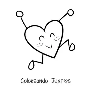 Imagen para colorear de corazón animado feliz