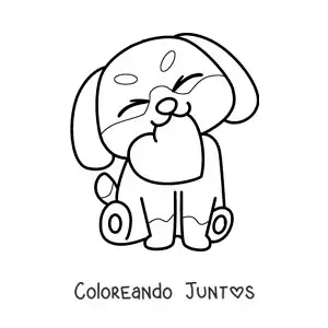 Imagen para colorear de tierno perrito sosteniendo un corazón