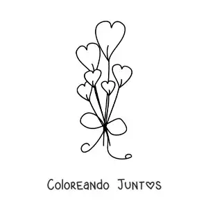 Imagen para colorear de ramo de corazones