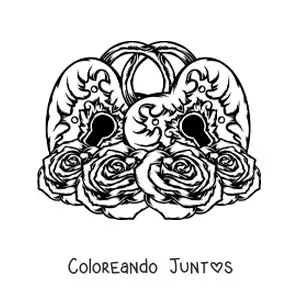 Imagen para colorear de candados unidos con forma de corazón rodeados de rosas